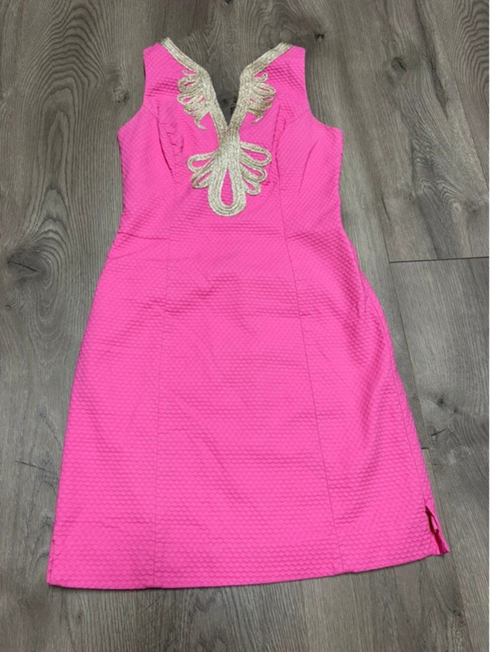Lilly Pulitzer Janice Shift Dress Hotty Pink Gold Soutache 2